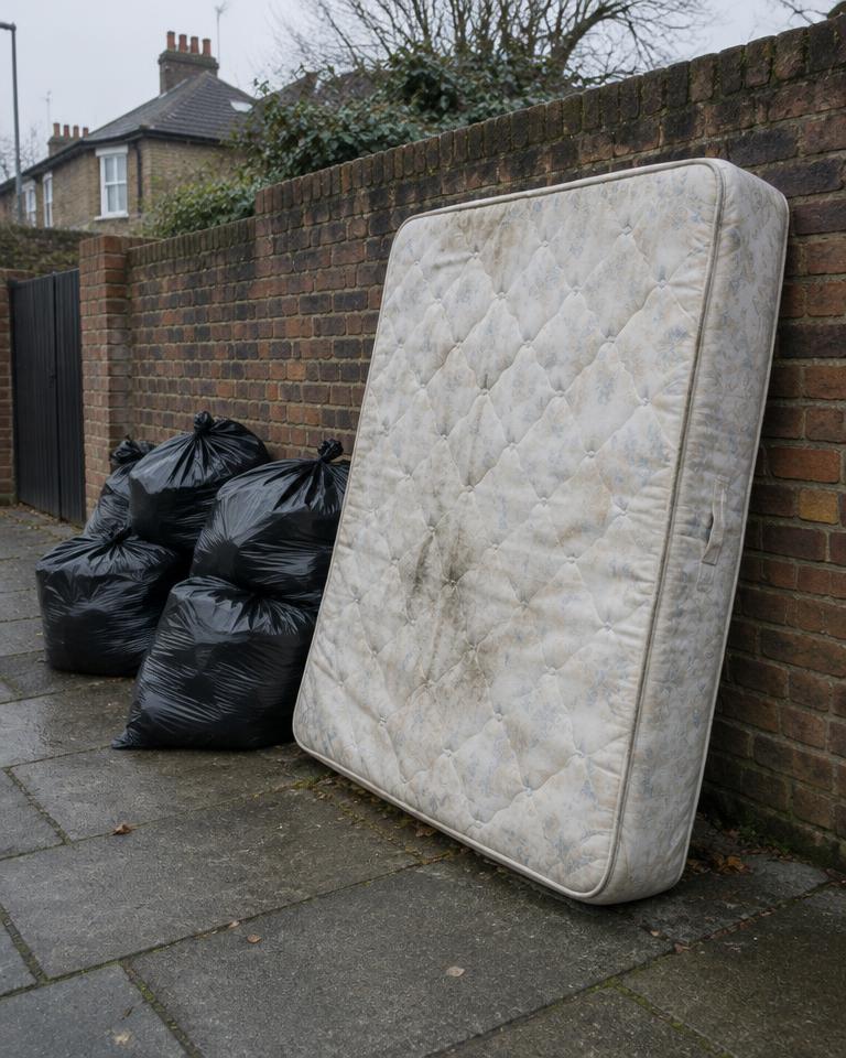 Mattress and bagged waste